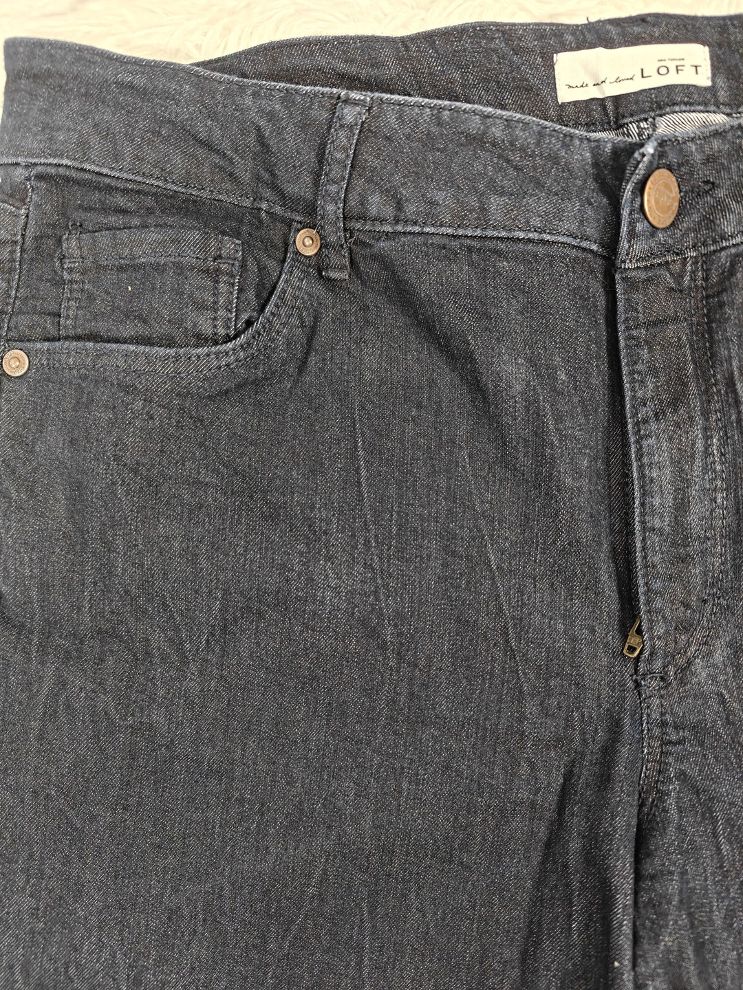 Womens LOFT Curvy Kick Crop Jeans Dark Wash Size 31/12