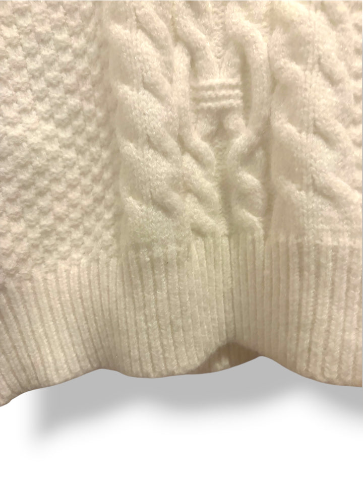 Petal &amp; Pup Cream Cable Knit Quarter Zip Sweater Size M Ski Chalet Après Ski