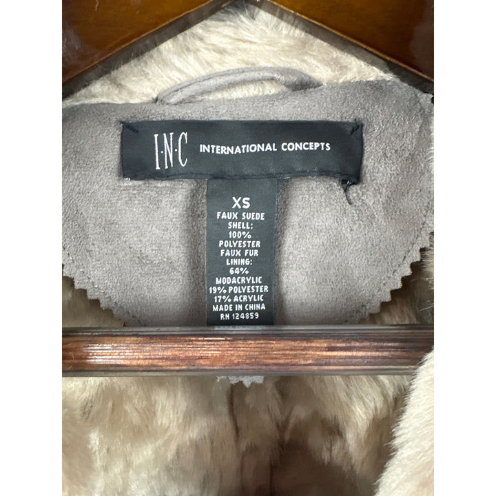 Women’s I.N.C XS Taupe Suede Fur Lined Vest