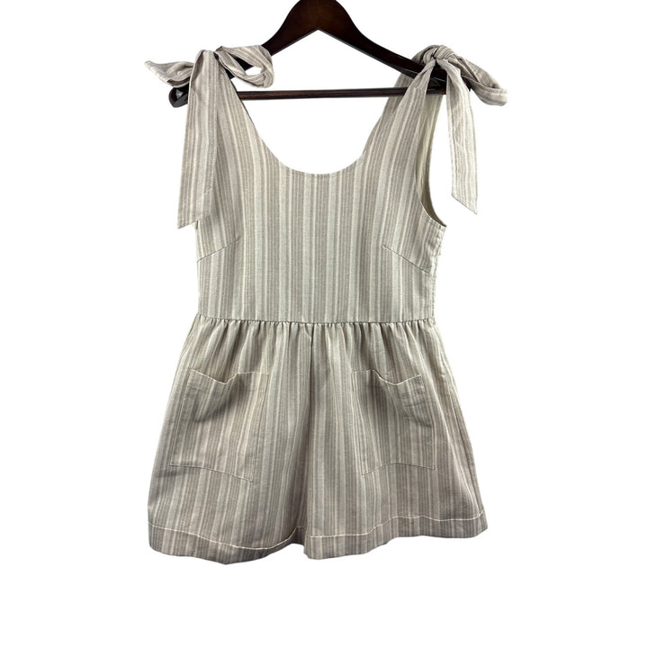 Women’s Mable Small Cream & Beige Striped Sleeveless Romper