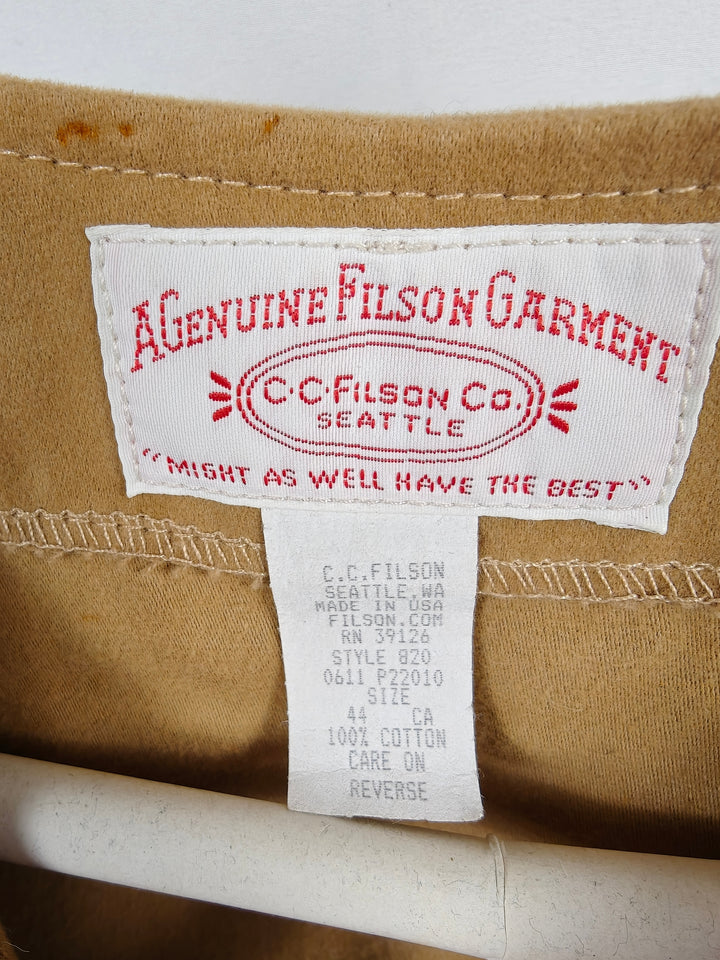 Classic Mens Filson Moleskin Cotton Vest Tan Button Front