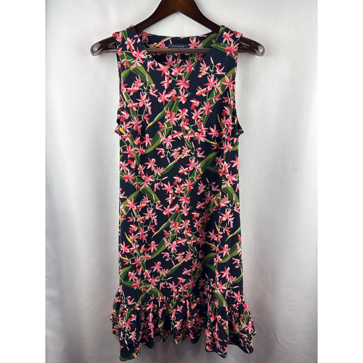 Women’s Tommy Hilfiger Size 12 Navy w/ Pink Florals Midi Dress