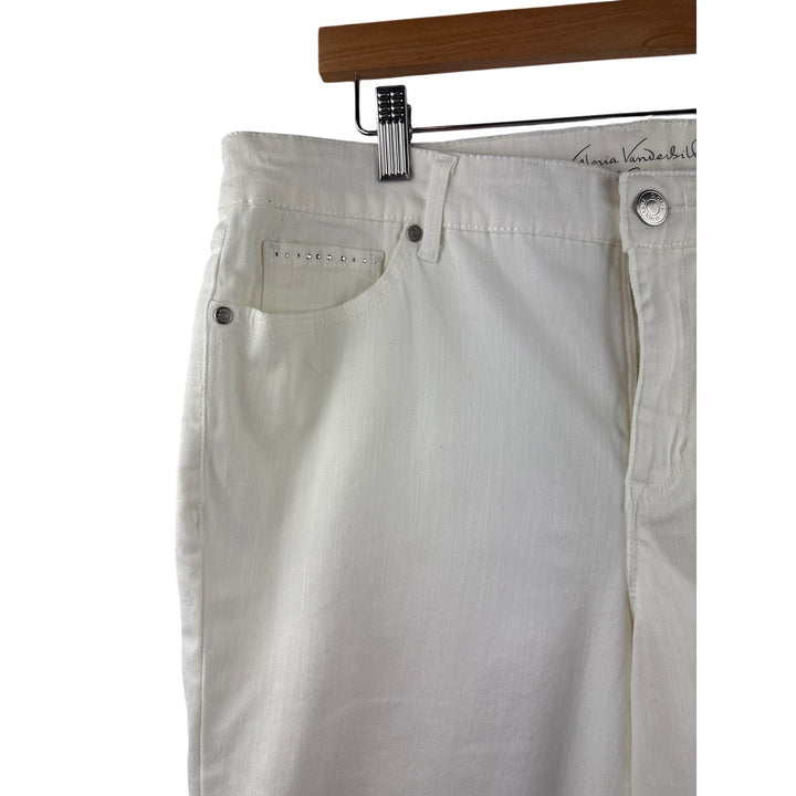 Women’s Gloria Vanderbilt Size 12 White Bedazzled Capri’s