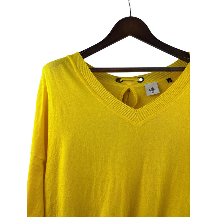 Women’s Cabi XL Bright Yellow V-Neck Long Sleeve Sweater
