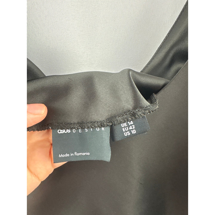 Women’s ASOS Design Size 10 Black Satin Tank Dress