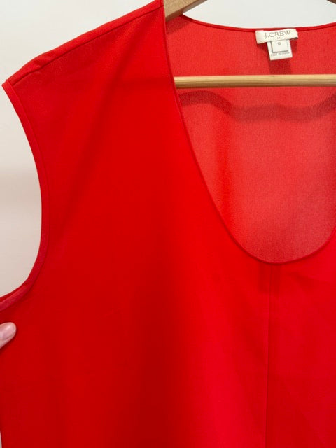 J.Crew Deep Scoop Neck Sleeveless Blouse Red Sz12