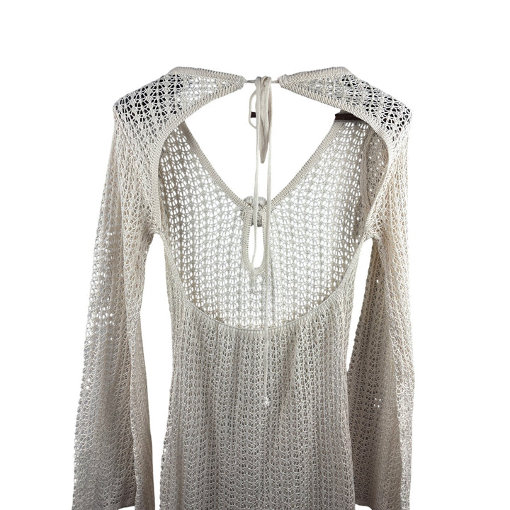 Women’s Commense Medium Knit Cream Long Sleeve Maxi Coverup Dress