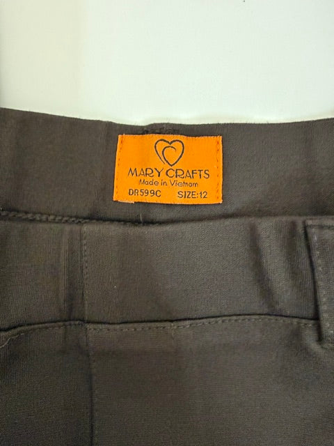 Mary Crafts Pull On Straight Leg Pants Chocolate Brown Sz12
