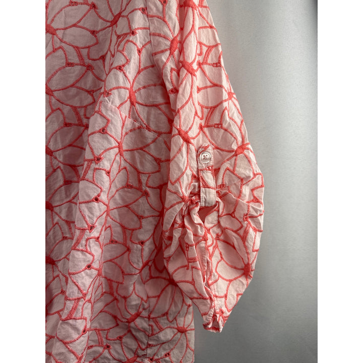 Women’s Bellisima x Kim Gravel Pink Floral Front Tie Blouse Size XL