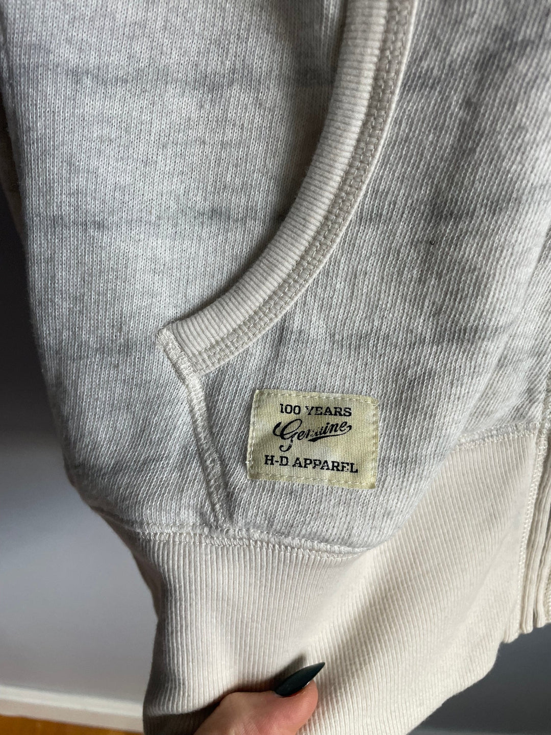 Harley Davidson Womens L Zip Up Hoodie Cream Orange Varsity Spellout Logo Biker