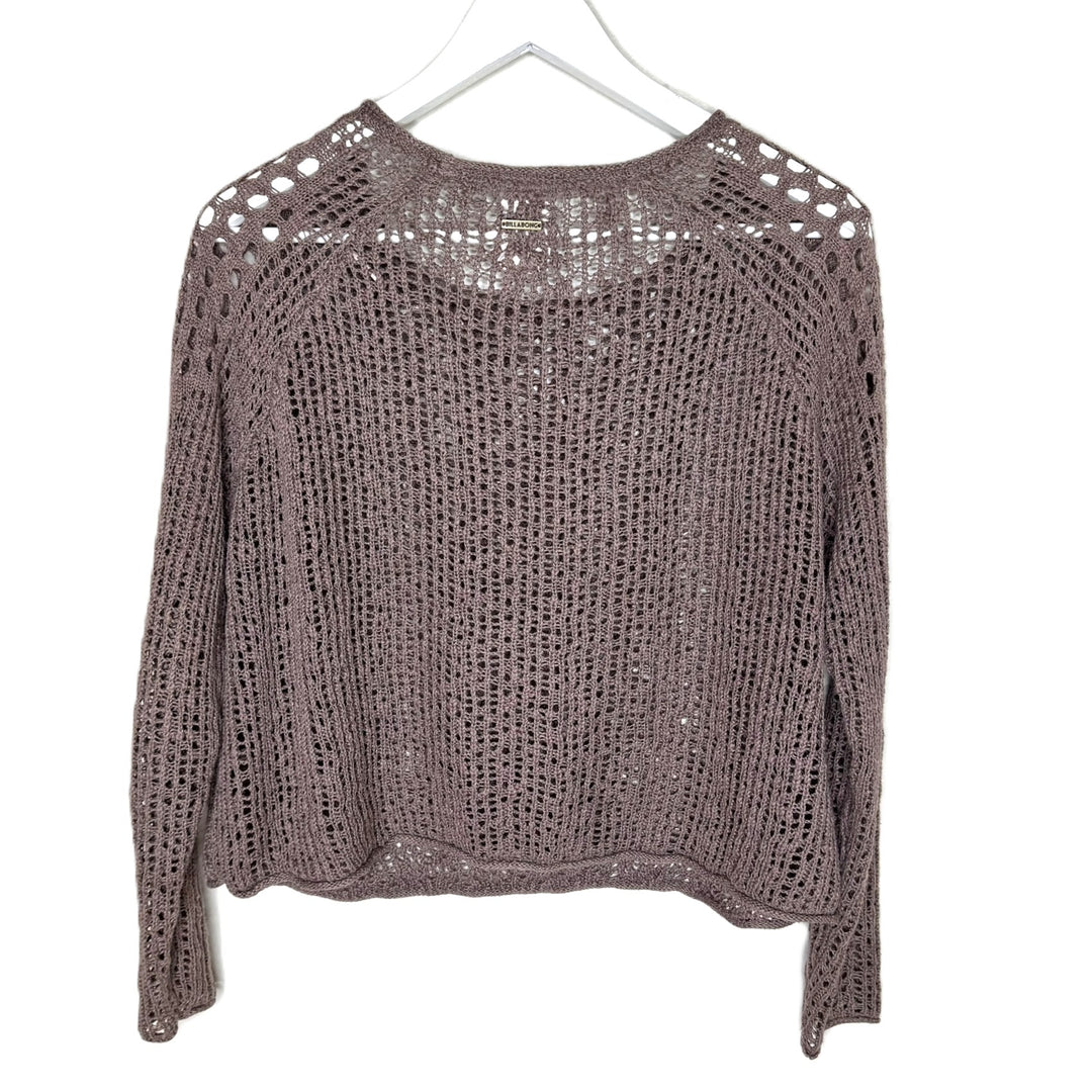 Women's Billabong Mauve Open Knit Cropped Sweater, Size Small