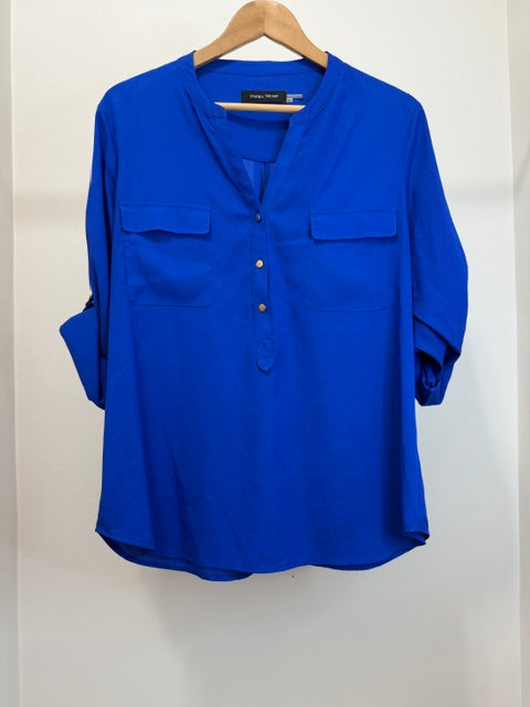 Ivanka Trump Royal Blue Roll Tab Blouse SzXL