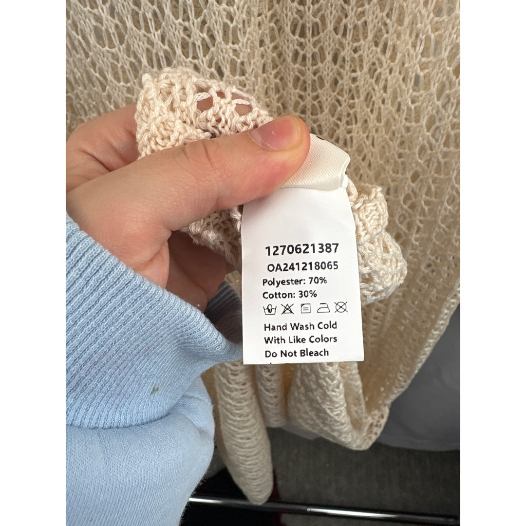 Women’s Commense Medium Knit Cream Long Sleeve Maxi Coverup Dress