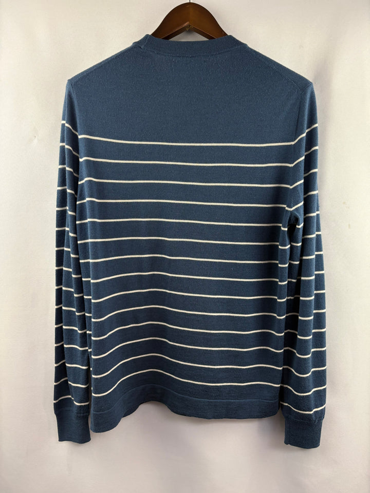 Women’s Nordstrom Medium Blue w/ White Stripes Crewneck Sweater
