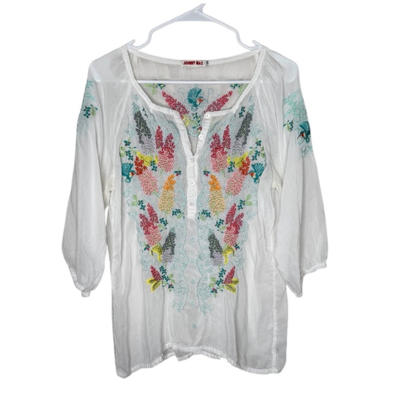 Women’s Johnny Was Bird Floral Georgette Tunic Size 1X