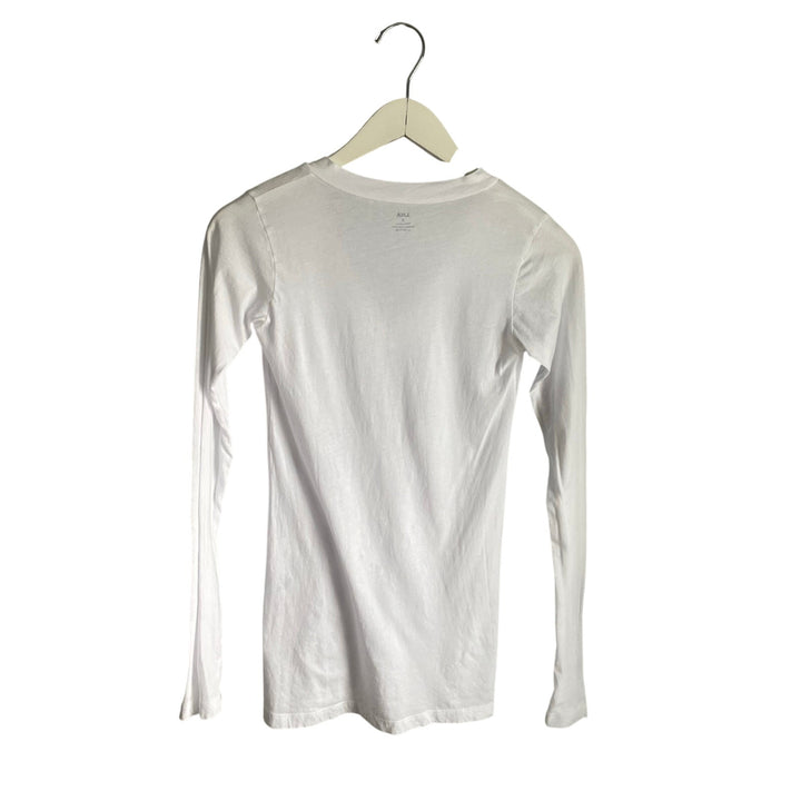 LNA White V-neck Long Sleeve T-Shirt Top Shirt Minimalist Basic 100% Cotton sz S