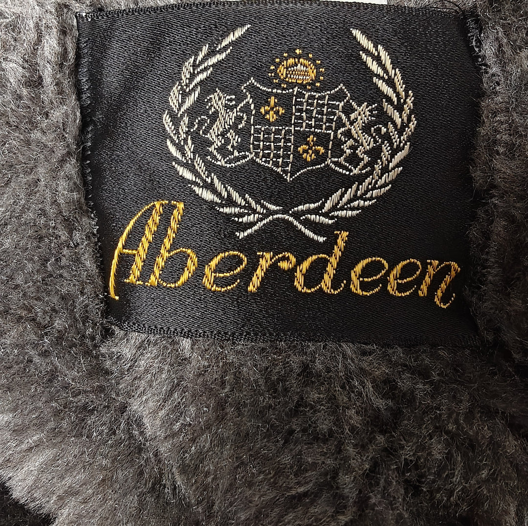 Mens Aberdeen Herringbone Tweed Coat Gray Brown Faux Fur Collar Size Unknown
