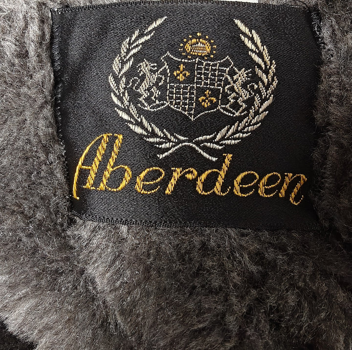 Mens Aberdeen Herringbone Tweed Coat Gray Brown Faux Fur Collar Size Unknown