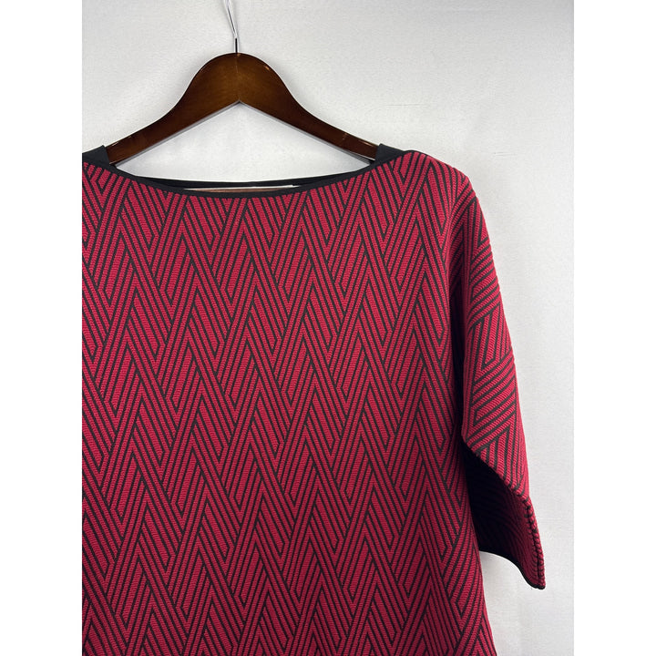 Women’s Chico’s Size 0 Red & Black Abstract Patterned Blouse
