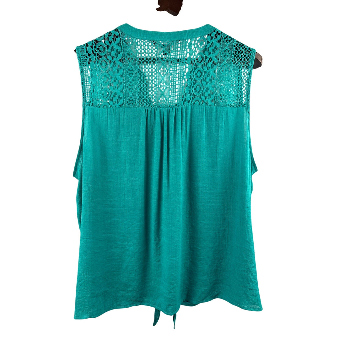 Women’s Zac & Rachel 2X Teal Sleeveless Blouse w/ Knit Neckline