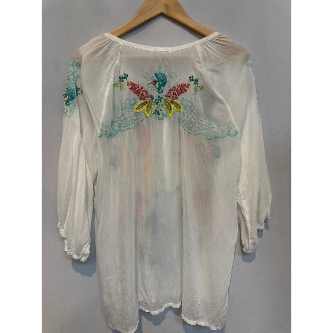 Women’s Johnny Was Bird Floral Georgette Tunic Size 1X