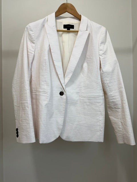 J.Crew Seersucker One Button Blazer Pale Pink White Sz14