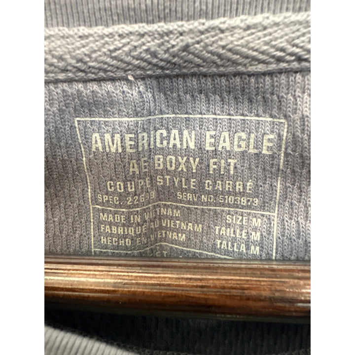 Men’s American Eagle Boxy Fit Waffle Pattern Light Blue Jersey Size M
