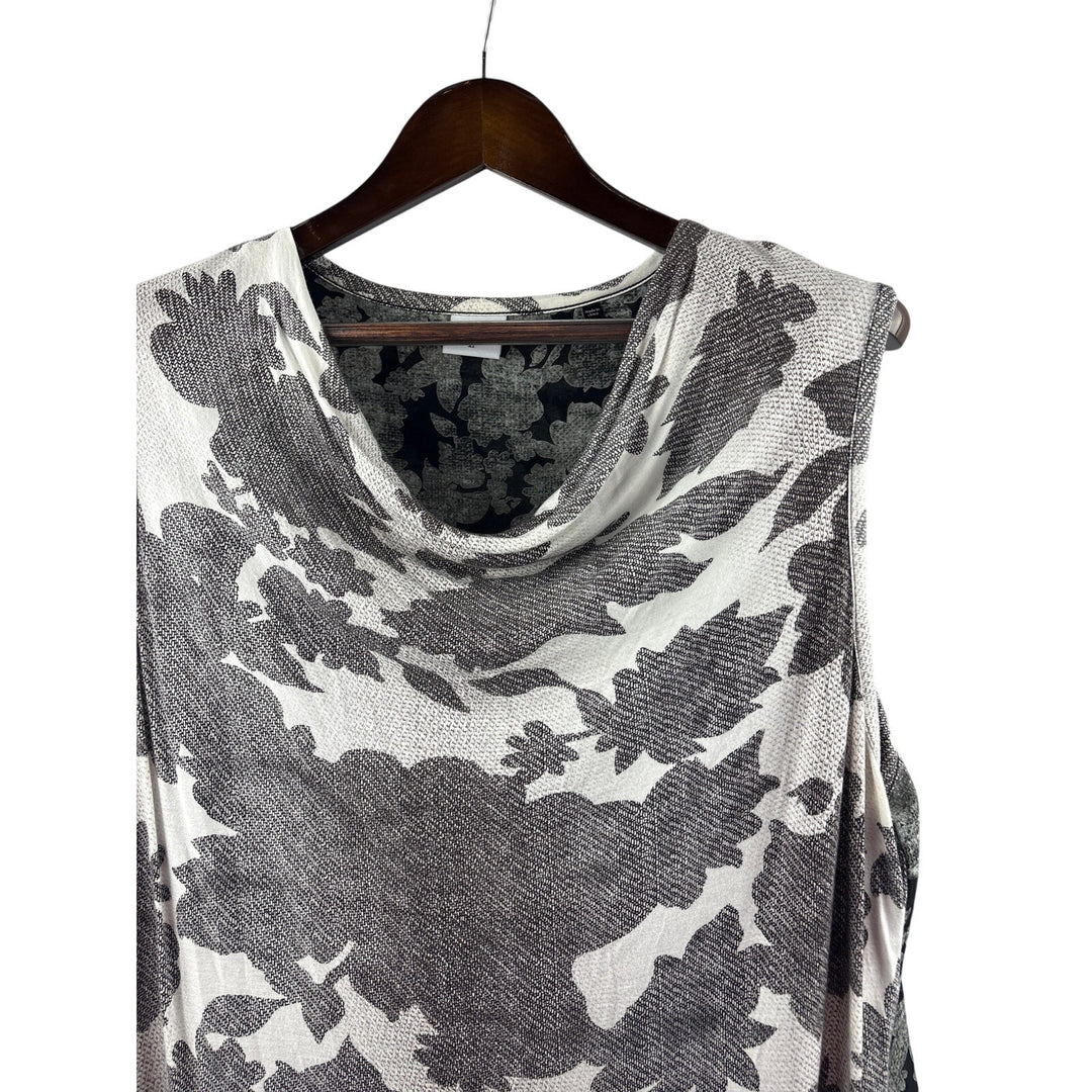 Women’s Cabi XL Black & White Floral Patterned Sleeveless Blouse