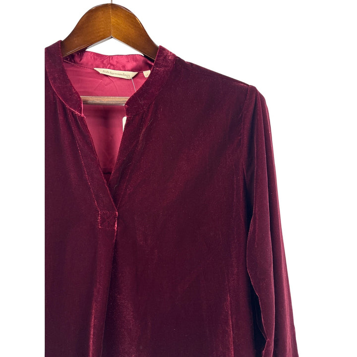 Women’s Soft Surroundings Large Garnet Velvet Long Sleeve Blouse
