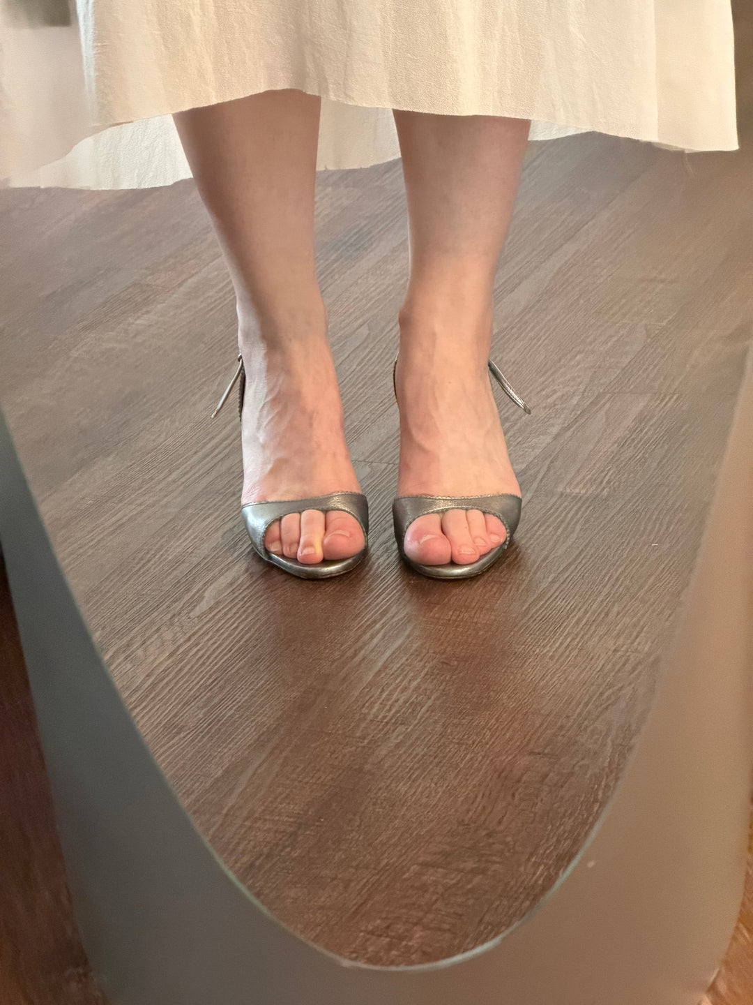 Vintage Manolo Blahnik Metallic Silver Slingback Heels 37
