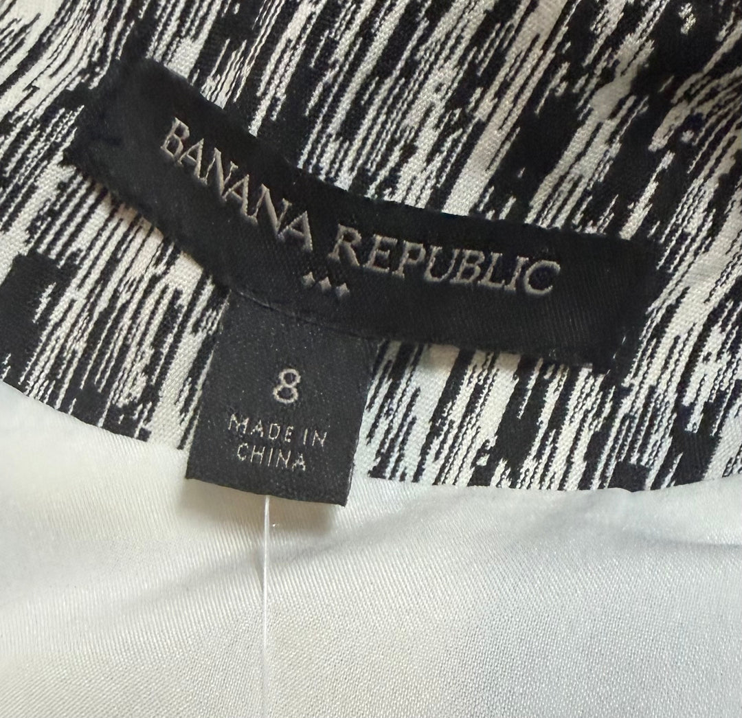 Banana Republic Black White Abstract Print Zip Sheath Dress Size 8 Cocktail Work