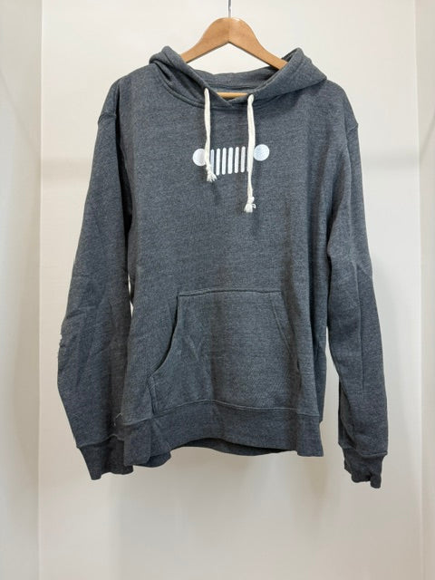 Jeep Graphic Hoodie Gray Pullover Kangaroo Pocket Fits XL