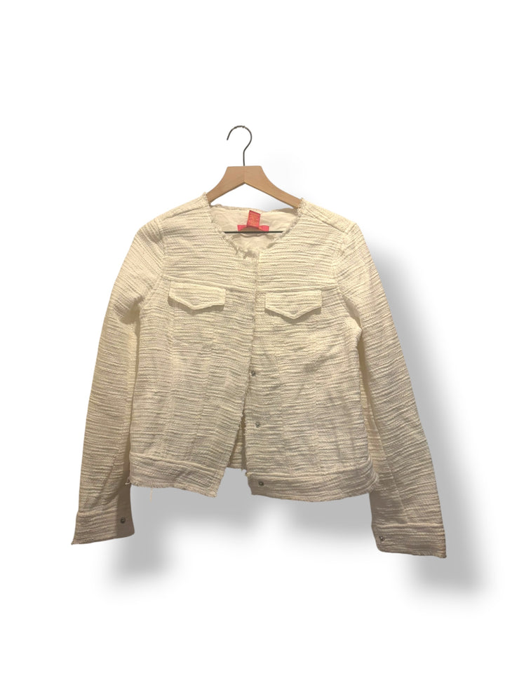 Catherine Malandrino White Tweed Frayed Blazer Jacket Size S NWT Preppy