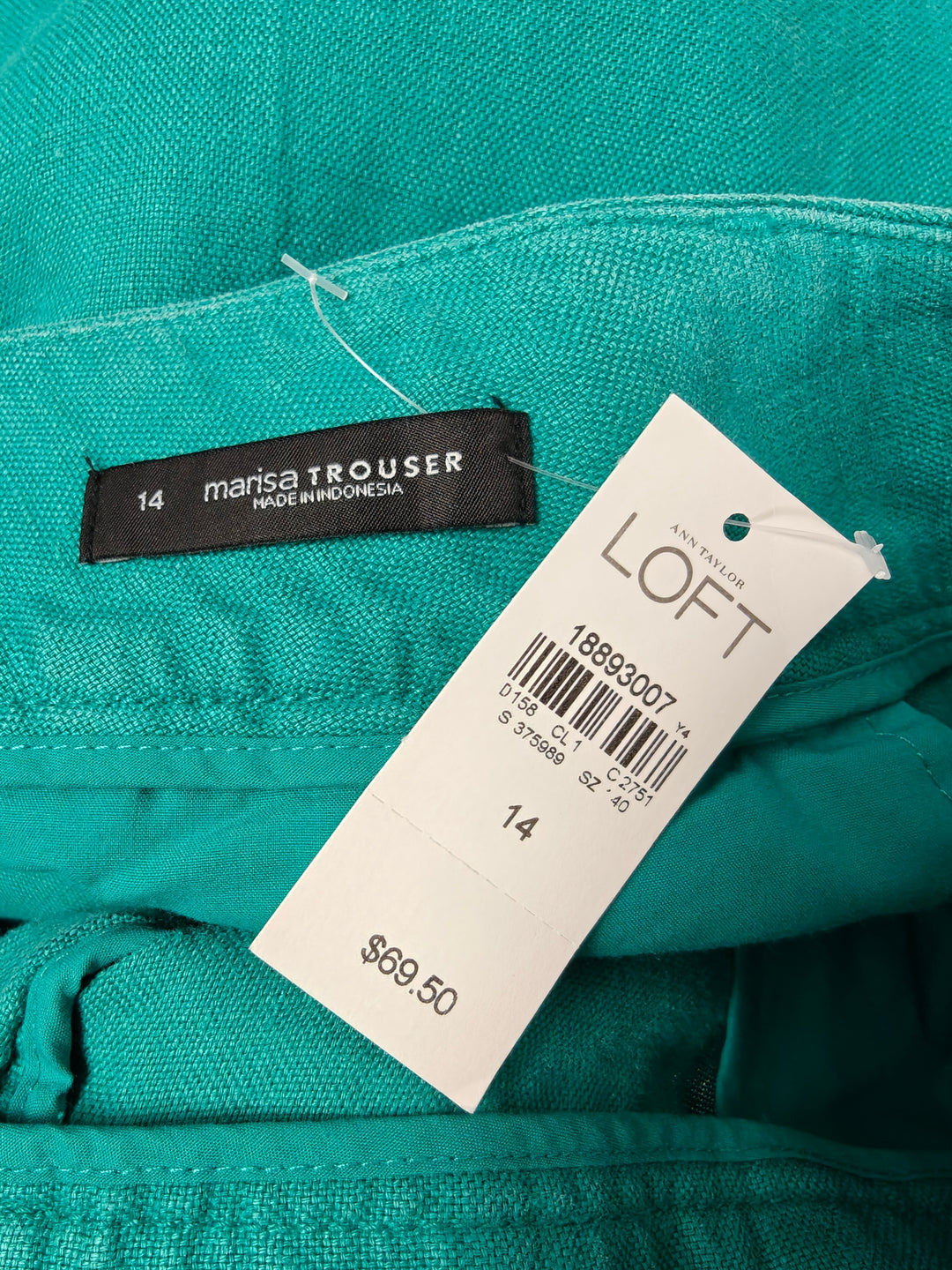 Ann Taylor Loft Marisa Wide Leg Linen Pants Teal Green Size 14 NWT