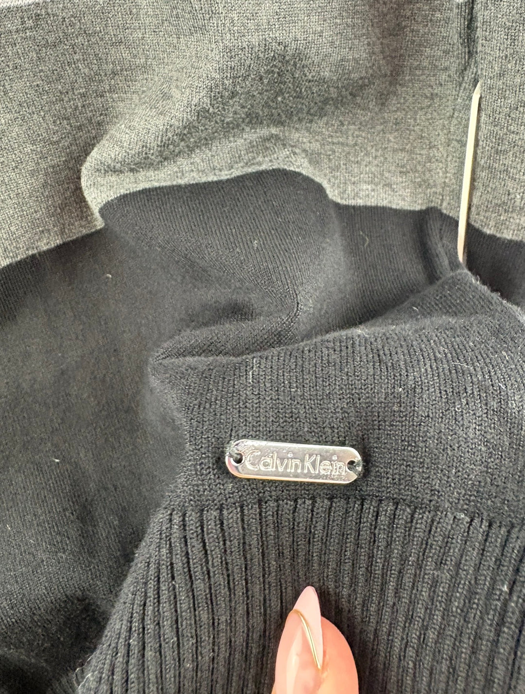 Women’s Calvin Klein Small Black & Gray Striped Turtleneck