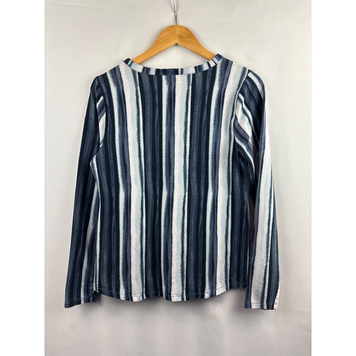 AnyBody Womens Cozy Knit Striped Long Sleeve Top XS