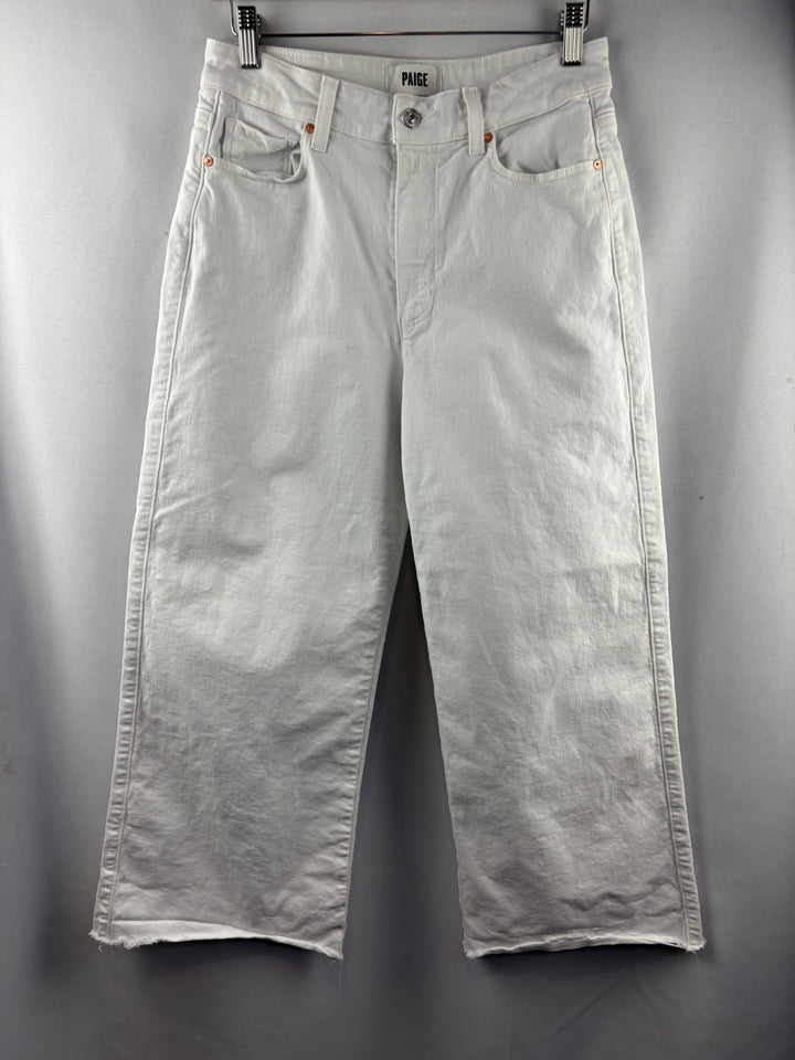 Women’s Paige Size 28 White Wide Leg High Waisted Jeans
