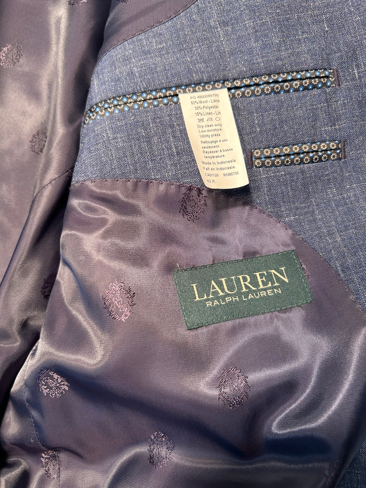 Lauren Ralph Lauren Men’s 42R Blue Wool Linen Blend Blazer Sport Coat