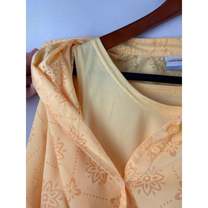 Alfred Dunner Petite 8P Yellow Floral Button-Up Blouse & Tank Top Set