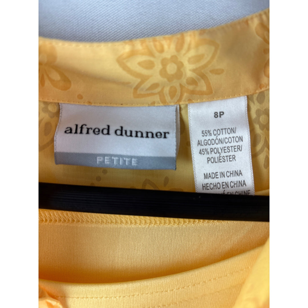 Alfred Dunner Petite 8P Yellow Floral Button-Up Blouse & Tank Top Set