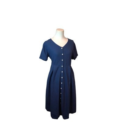 Women's Blue Long Cotton Dress - Size XL