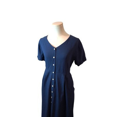 Women's Blue Long Cotton Dress - Size XL