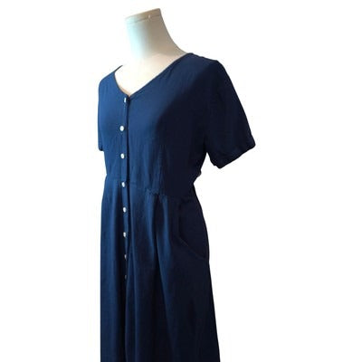 Women's Blue Long Cotton Dress - Size XL