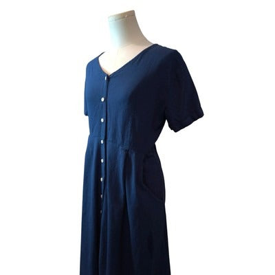Women's Blue Long Cotton Dress - Size XL