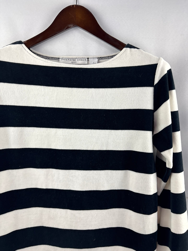 Women’s Josephine Chaus Small Black &amp; White Striped Long Sleeve