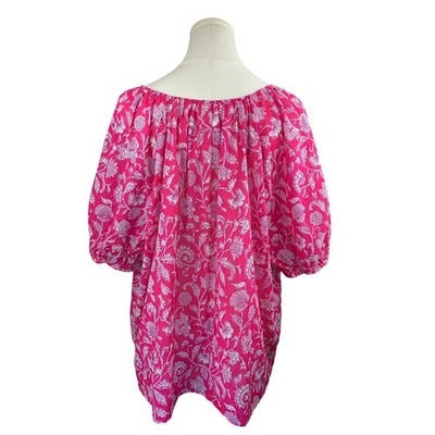 Destination 365 Women’s Pink Floral Blouse Size 1X – Half Sleeve Lightweight Top