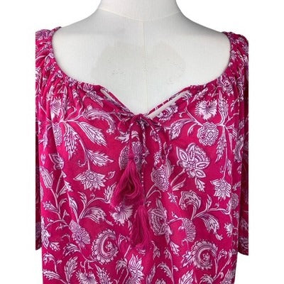 Destination 365 Women’s Pink Floral Blouse Size 1X – Half Sleeve Lightweight Top