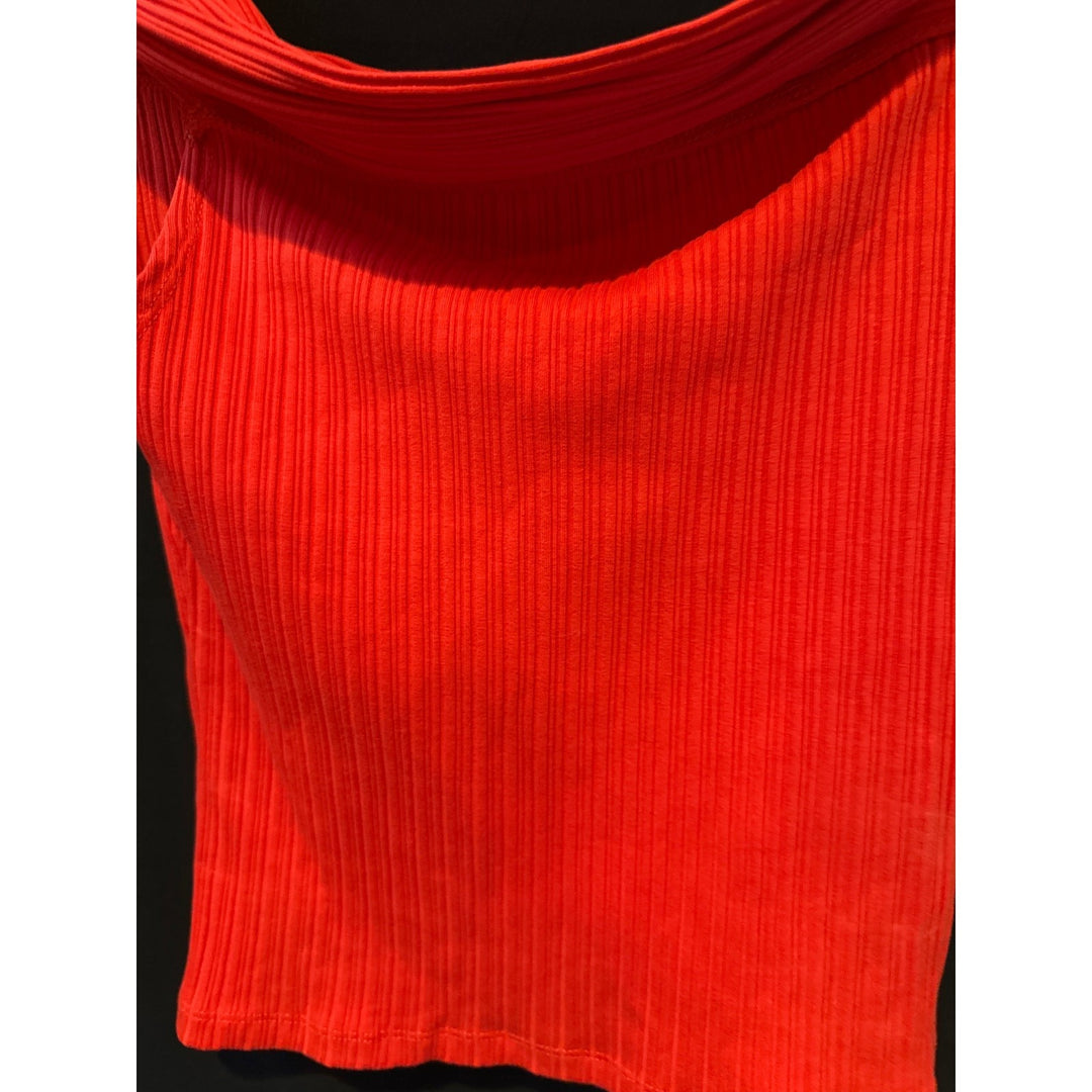 Madewell Off-Shoulder Ribbed Red Top XXS Cotton Blend