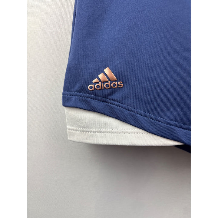 Adidas Womens Sleeveless Polo Shirt Blue/White Polyester/Spandex M