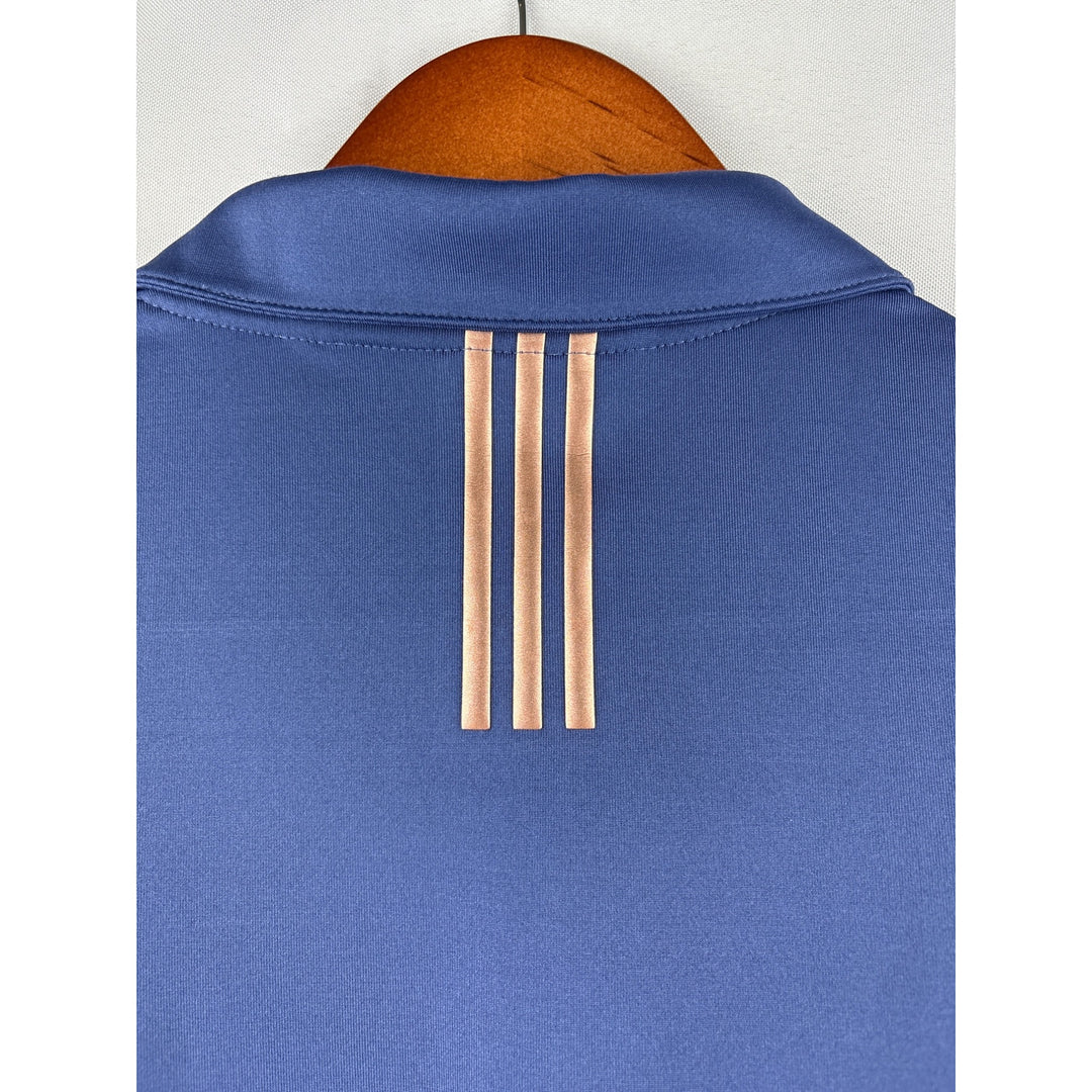 Adidas Womens Sleeveless Polo Shirt Blue/White Polyester/Spandex M
